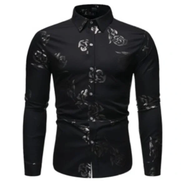 New never worn Golden black rose printed shirt - Picture 1 of 1